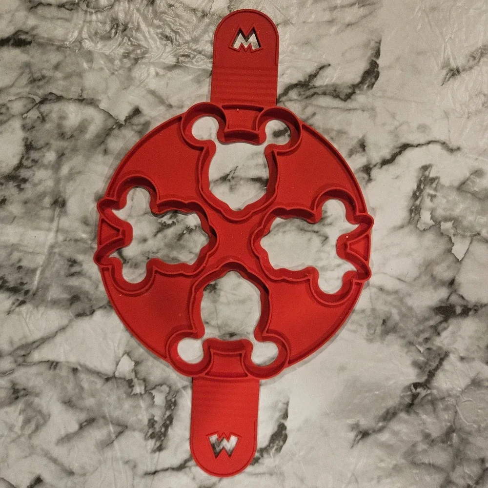 Red Mickey Mouse Pancake Pan Molds Four Cavity Silicone Novelty Breakfast Fun‎